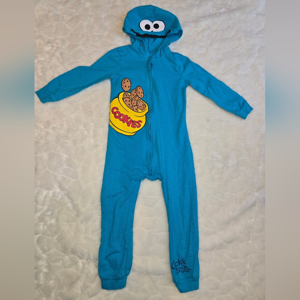 Sesame Street Cookie Monster 5T Zip Onesie